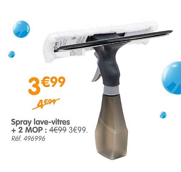 spray lave-vitres + 2 mop