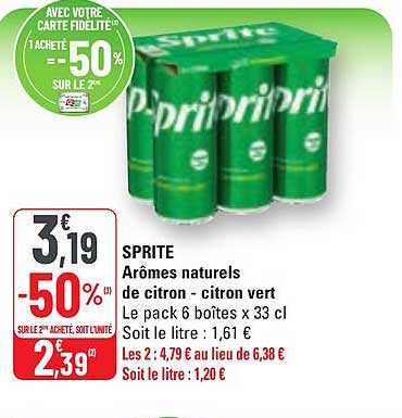 sprite arômes naturels de citron - citron vert