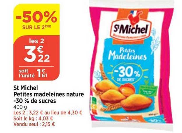 st michel petites madeleines nature -30% de sucres