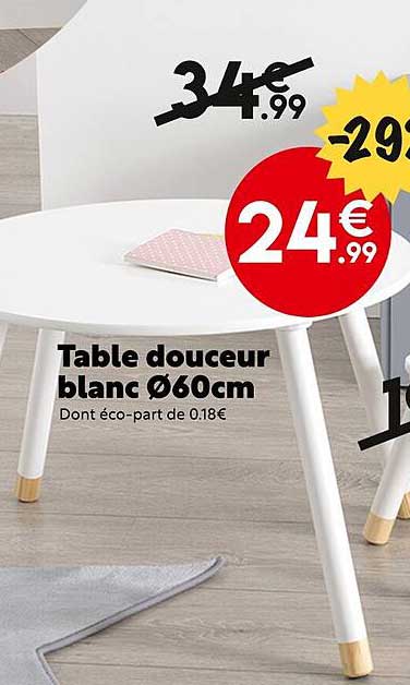 Table Douceur Blanc ø 60 Cm