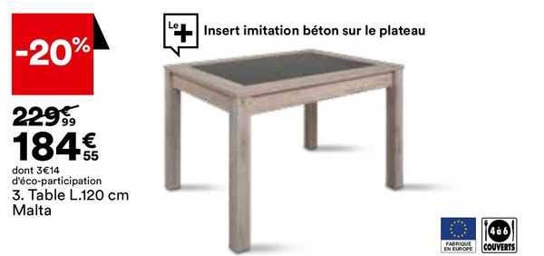 table l. 120cm malta