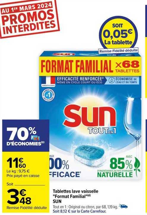 tablettes lave vaisselle "format familial" sun