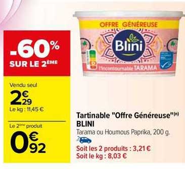 tartinable "offre généreuse" blini