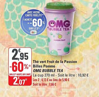 thé vert fruit de la passion billes pomme omg bubble tea