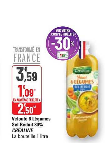 velouté 6 légumes sel réduit 30% créaline