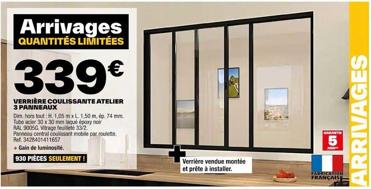 Verrière Coulissante Atelier 3 Panneaux