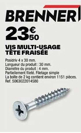 vis multi-usage tête fraisée brenner