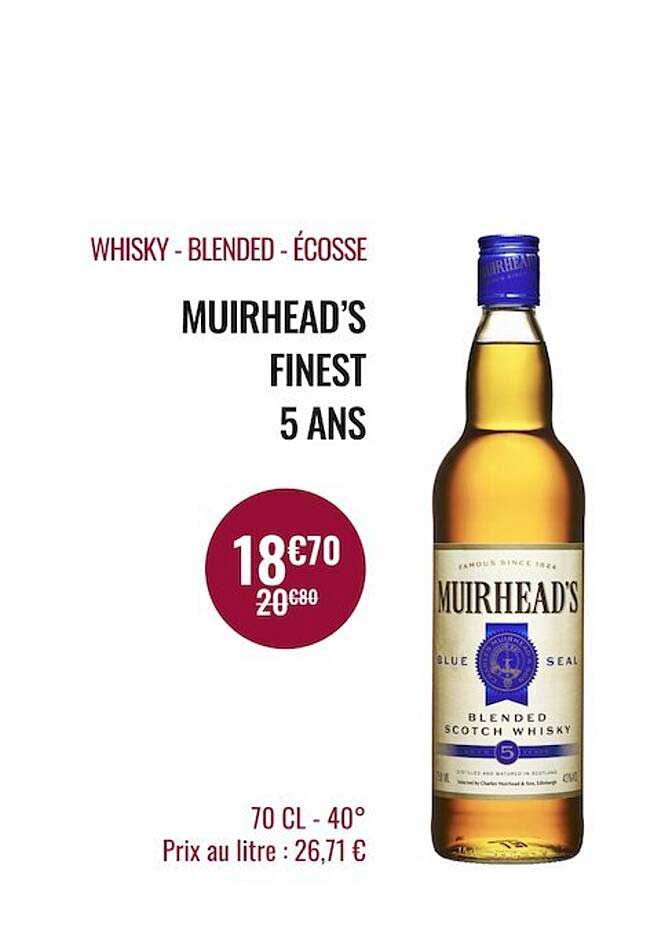whisky - blended - écosse muirhead's finest 5 ans
