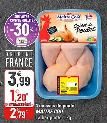 4 cuisses de poulet maître coq