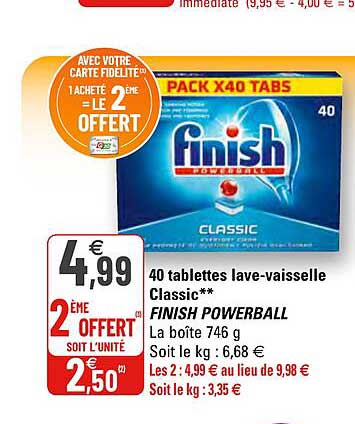 40 tablettes lave-vaisselle classic finish powerball