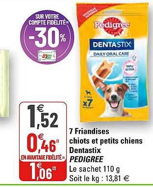 7 friandises chiots et petits chiens dentastix pedigree