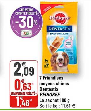 7 friandises moyens chiens dentastix pedigree