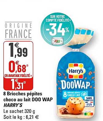 8 Brioches Pépites Choco Au Lait Doo Wap Harry's