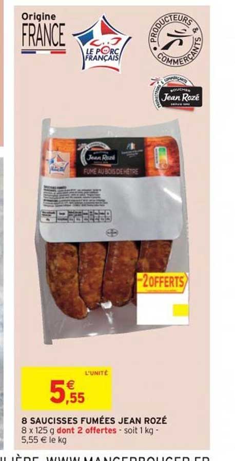 8 saucisses fumées jean rozé