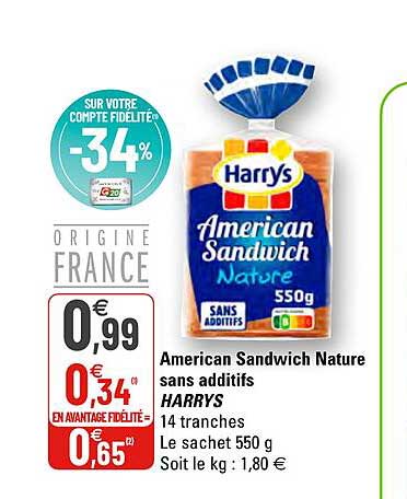 american sandwich nature sans additifs harrys