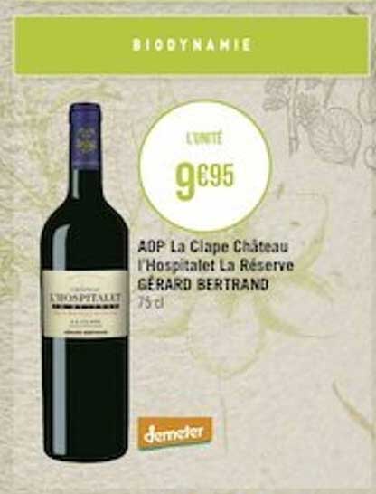 aop la clape château l'hospitalet la réserve gérard bertrand