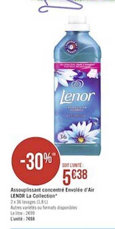 assouplissant concentré envolée d'air lenor la collection