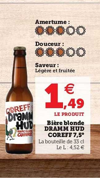 bière blonde dramm hud coreff 7,5°