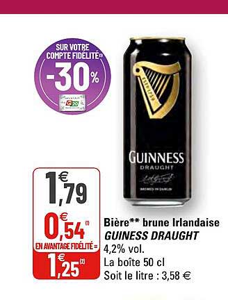 bière brune irlandaise guiness draught