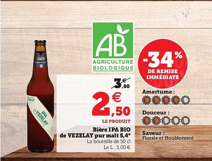 bière ipa bio de vezelay pur malt 5,4°