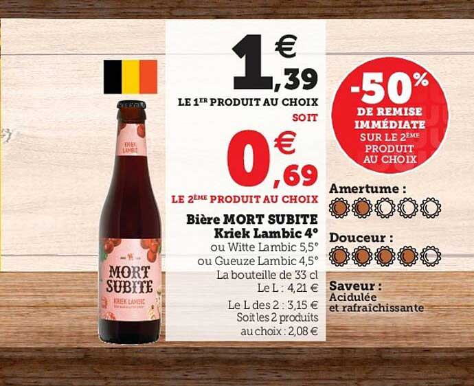 bière mort subite kriek lambic 4°