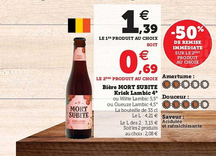 bière mort subite kriek lambic 4°