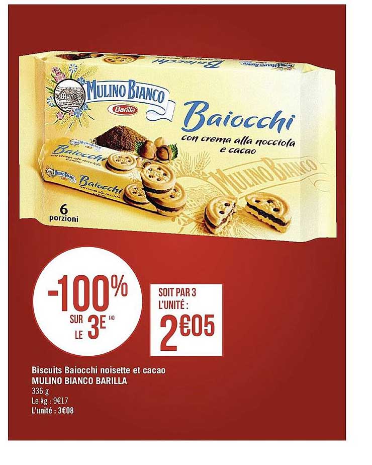 biscuits baiocchi noisette et cacao mulino bianco barilla