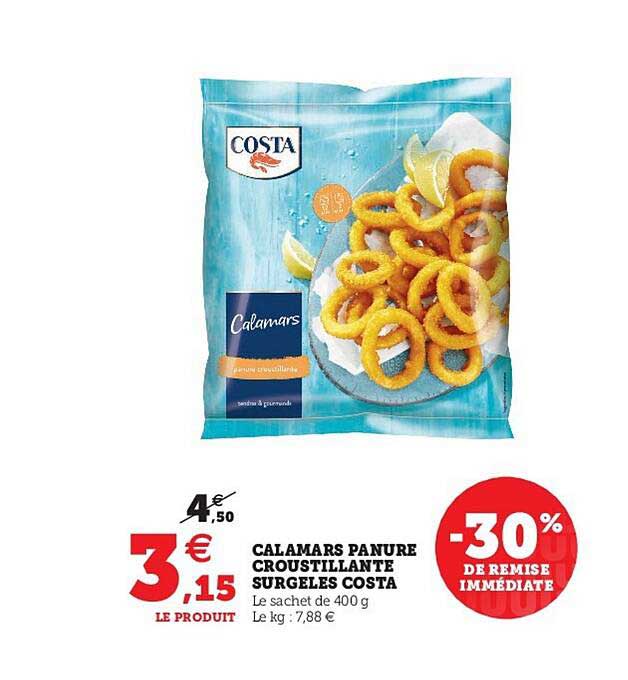 calamars panure croustillante surgelés costa