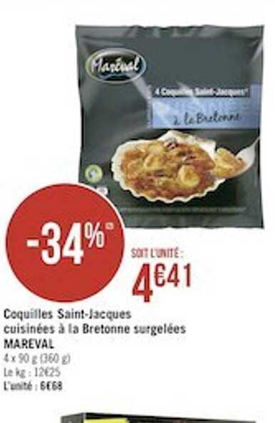 coquilles saint-jacques cuisinées à la bretonne surgelées mareval
