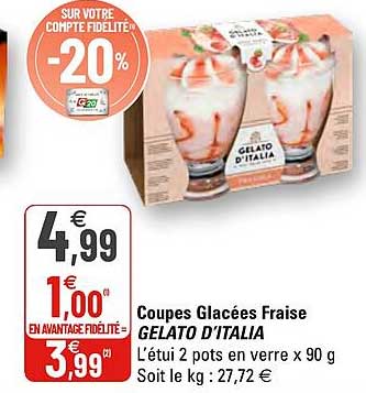 coupes glacées fraise gelato d'italia