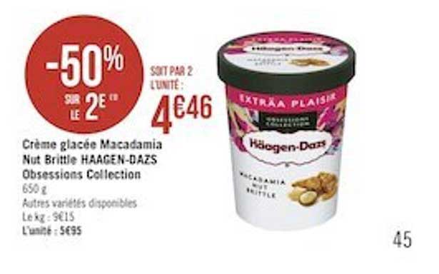 crème glacée macadamia nut brittle häagen-dazs obsessions collection