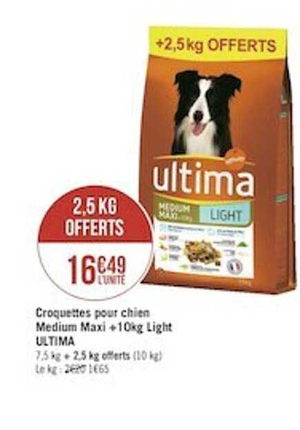 Croquettes Pour Chien Medium Maxi +10kg Light Ultima
