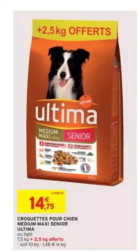 croquettes pour chien medium maxi senior ultima