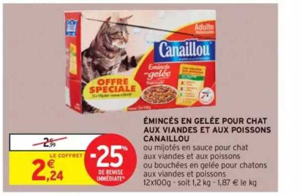 émincés En Gelée Pour Chat Aux Viandes Et Aux Poissons Canaillou