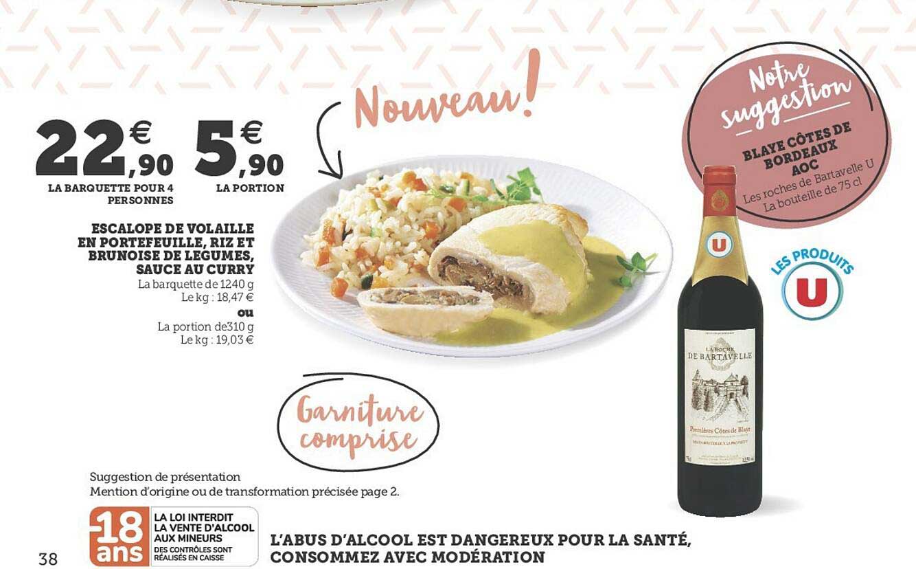 Escalope De Volaille En Portefeuille, Riz Et Brunoise De Légumes, Sauce Au Curry