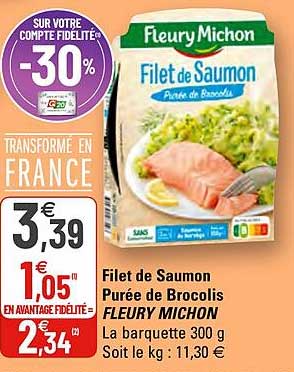 filet de saumon purée de brocolis fleury michon