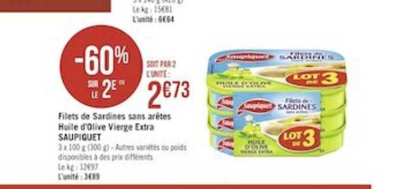 filets de sardines sans arêtes huile d'olive vierge extra saupiquet
