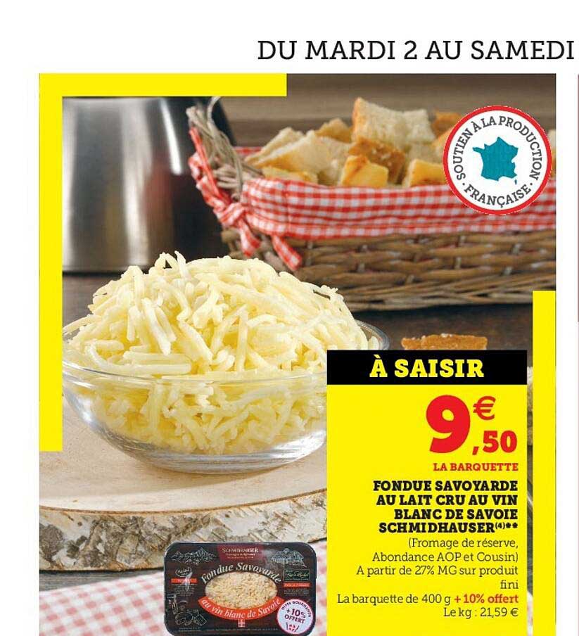fondue savoyarde au lait cru au vin blanc de savoie schmidhauser