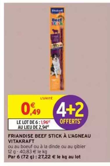 friandise beef stick à l'agneau vitakraft