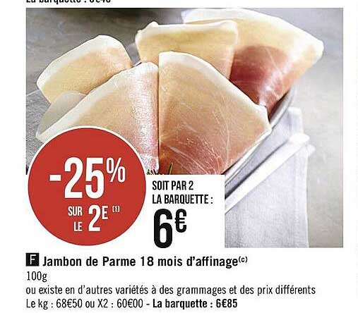 jambon de parme 18 mois d'affinage