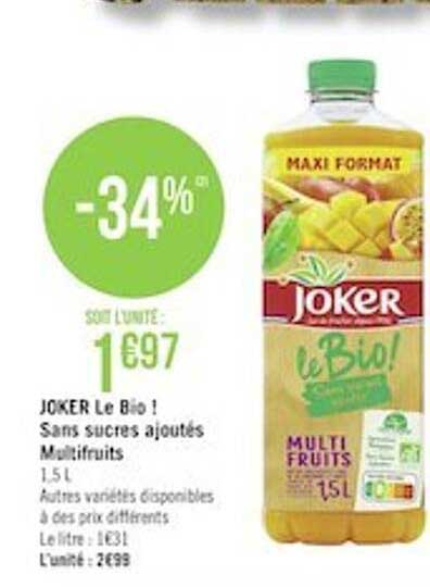 Joker Le Bio ! Sans Sucres Ajoutés Multifruits