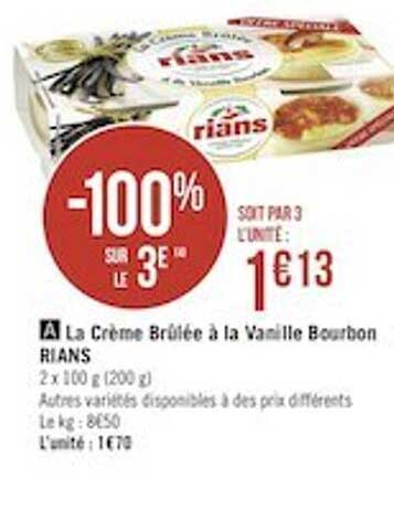 la crème brûlée à la vanille bourbon rians