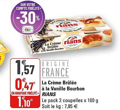 la crème brûlée à la vanille bourbon rians