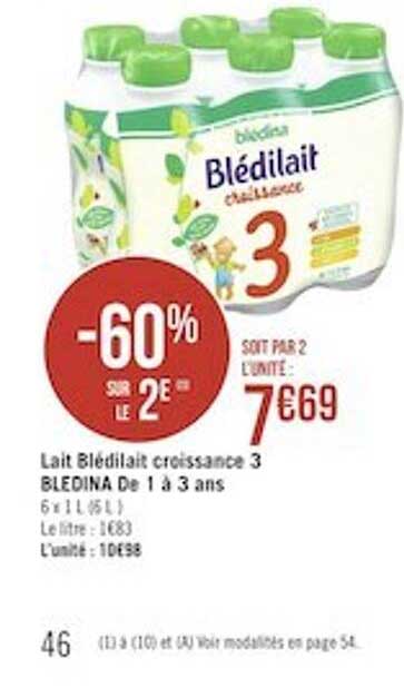 lait blédilait croissance 3 bledina de 1 à 3 ans