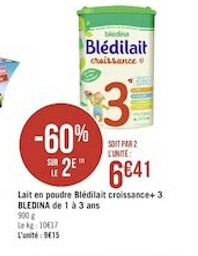 lait en poudre blédilait croissance+ 3 blédina de 1 à 3 ans