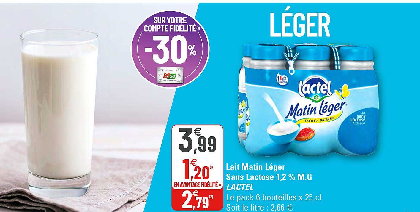 lait matin léger sans lactose 1,2% m.g. lactel