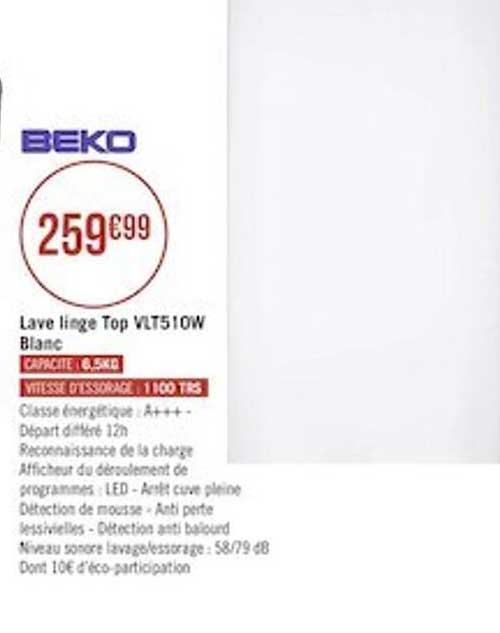 lave linge top beko blanc