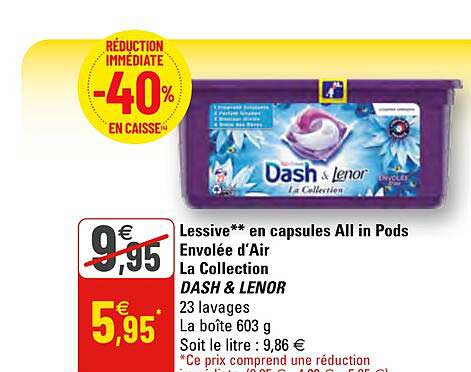 lessive en capsules all in pods envolée d'air la collection dash & lenor