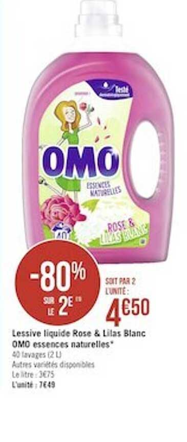 Lessive Liquide Rose & Lilas Blanc Omo Essences Naturelles