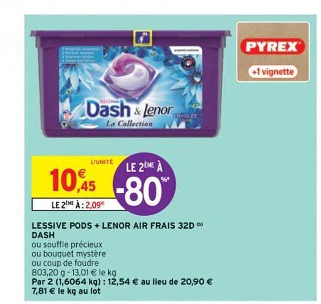 lessive pods + lenor air frais 32d dash